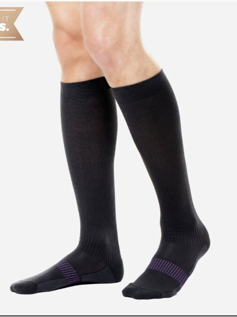 Copper Fit Energy Compression Socks - Black, Size S/M NWB - Picture 4 of 4